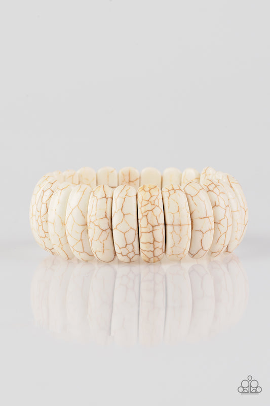 Peacefully Primal - White Bracelet - Paparazzi Accessories