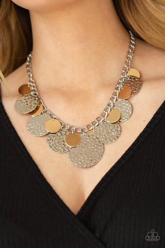 Industrial Grade Glamour - Silver/Gold Necklace - Paparazzi Accessories