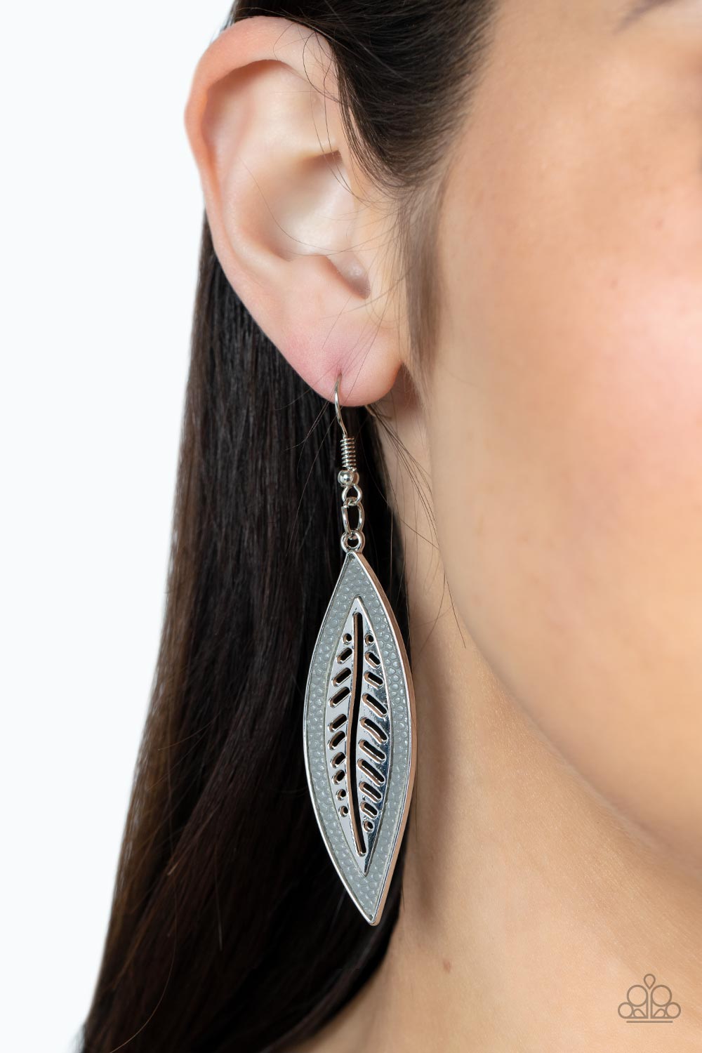 Leather Lagoon - Silver Gray Leather Earrings - Paparazzi Accessories